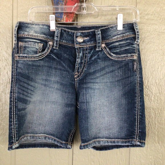 Silver Denim shorts low rise  W28 - Picture 1 of 4